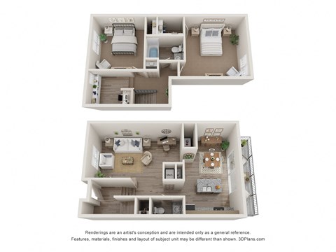 Floor plan for 2 beds, 1.5 baths, 1246 sqft